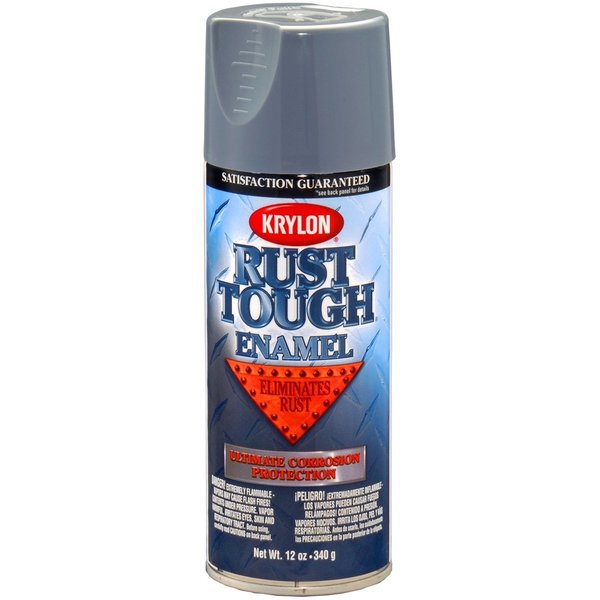 Krylon Rust Tough Enamel Paint, Battleship Gray, 12 oz Can, One Coat Coverage, Low Odor RTA9206